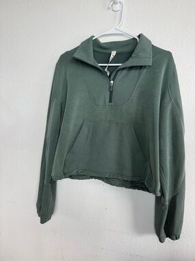 lululemon athletica ribbed softreme Green Cropped Half-Zip Pullover